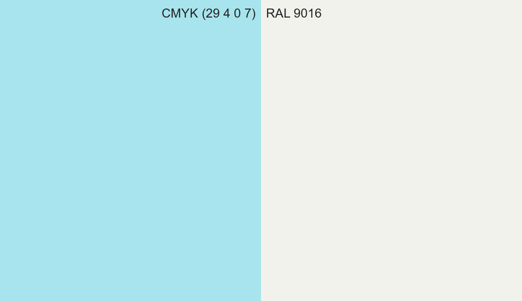 CMYK Color CMYK (29 4 0 7) vs RAL 9016 side by side comparison CMYK Color CMYK (29 4 0 7) vs RAL 9016 side by side comparison