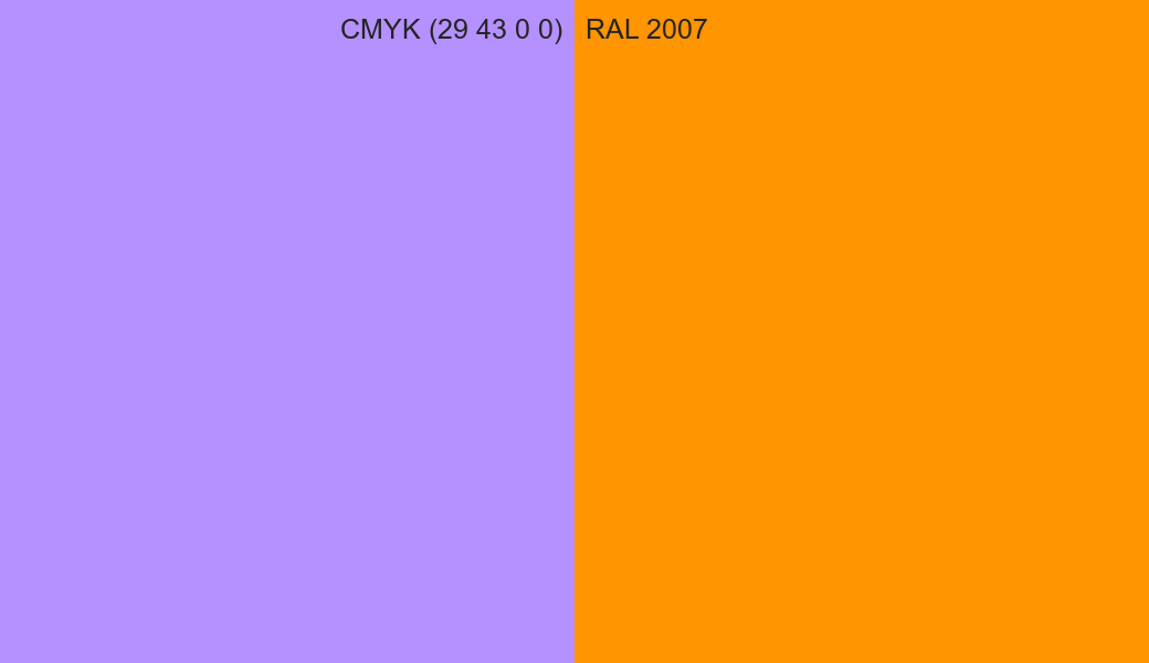 CMYK Color CMYK (29 43 0 0) vs RAL 2007 side by side comparison CMYK Color CMYK (29 43 0 0) vs RAL 2007 side by side comparison