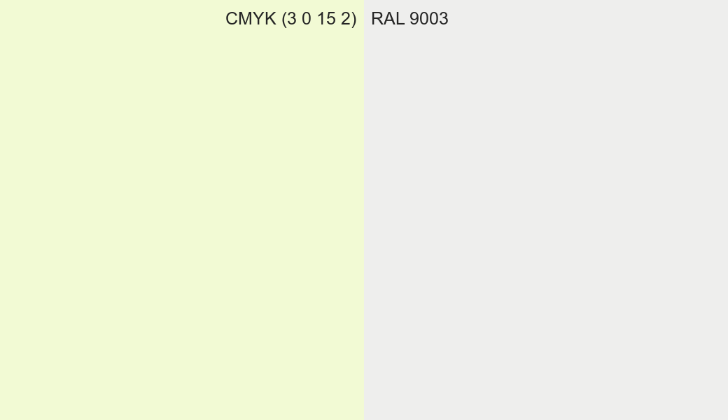 CMYK Color CMYK (3 0 15 2) vs RAL 9003 side by side comparison CMYK Color CMYK (3 0 15 2) vs RAL 9003 side by side comparison