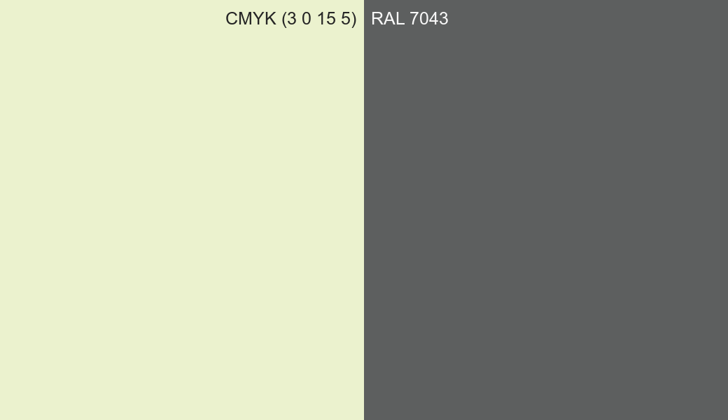 CMYK Color CMYK (3 0 15 5) vs RAL 7043 side by side comparison CMYK Color CMYK (3 0 15 5) vs RAL 7043 side by side comparison