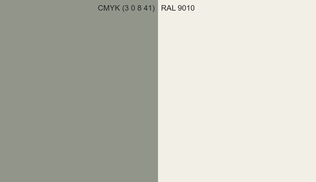CMYK Color CMYK (3 0 8 41) vs RAL 9010 side by side comparison CMYK Color CMYK (3 0 8 41) vs RAL 9010 side by side comparison