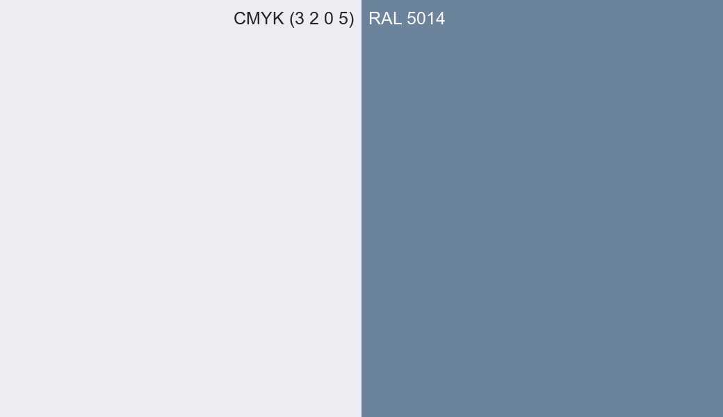 CMYK Color CMYK (3 2 0 5) vs RAL 5014 side by side comparison CMYK Color CMYK (3 2 0 5) vs RAL 5014 side by side comparison