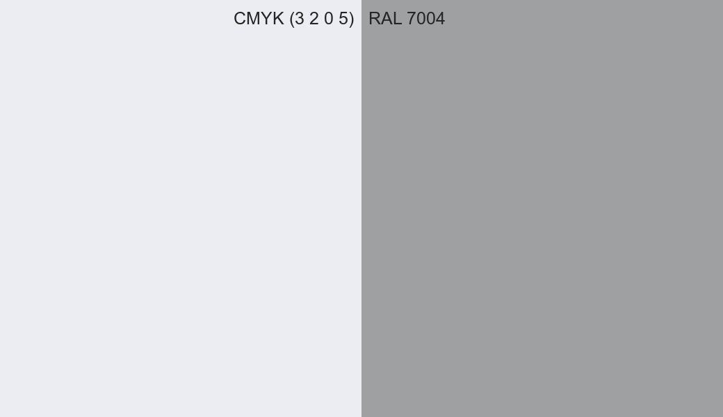 CMYK Color CMYK (3 2 0 5) vs RAL 7004 side by side comparison CMYK Color CMYK (3 2 0 5) vs RAL 7004 side by side comparison