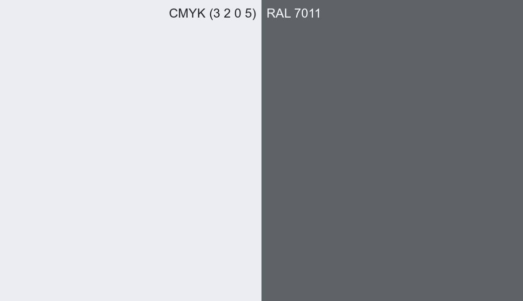 CMYK Color CMYK (3 2 0 5) vs RAL 7011 side by side comparison CMYK Color CMYK (3 2 0 5) vs RAL 7011 side by side comparison