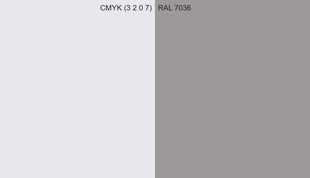 CMYK Color CMYK (3 2 0 7) vs RAL 7036 side by side comparison CMYK Color CMYK (3 2 0 7) vs RAL 7036 side by side comparison