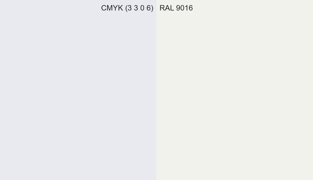 CMYK Color CMYK (3 3 0 6) vs RAL 9016 side by side comparison CMYK Color CMYK (3 3 0 6) vs RAL 9016 side by side comparison