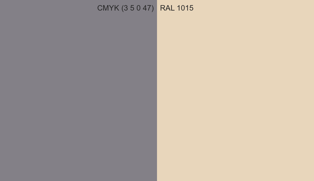 CMYK Color CMYK (3 5 0 47) vs RAL 1015 side by side comparison CMYK Color CMYK (3 5 0 47) vs RAL 1015 side by side comparison