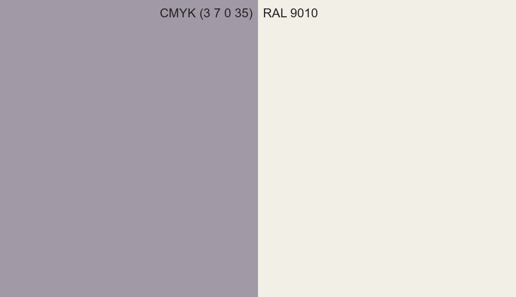 CMYK Color CMYK (3 7 0 35) vs RAL 9010 side by side comparison CMYK Color CMYK (3 7 0 35) vs RAL 9010 side by side comparison