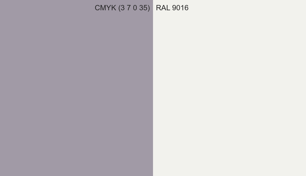 CMYK Color CMYK (3 7 0 35) vs RAL 9016 side by side comparison CMYK Color CMYK (3 7 0 35) vs RAL 9016 side by side comparison