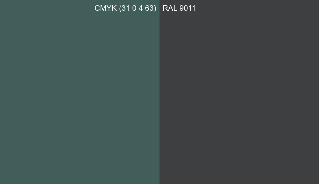 CMYK Color CMYK (31 0 4 63) vs RAL 9011 side by side comparison CMYK Color CMYK (31 0 4 63) vs RAL 9011 side by side comparison