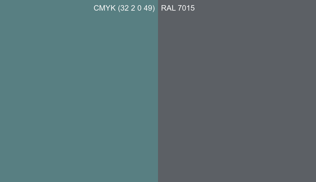 CMYK Color CMYK (32 2 0 49) vs RAL 7015 side by side comparison CMYK Color CMYK (32 2 0 49) vs RAL 7015 side by side comparison