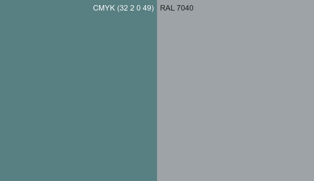 CMYK Color CMYK (32 2 0 49) vs RAL 7040 side by side comparison CMYK Color CMYK (32 2 0 49) vs RAL 7040 side by side comparison