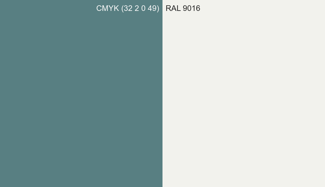 CMYK Color CMYK (32 2 0 49) vs RAL 9016 side by side comparison CMYK Color CMYK (32 2 0 49) vs RAL 9016 side by side comparison