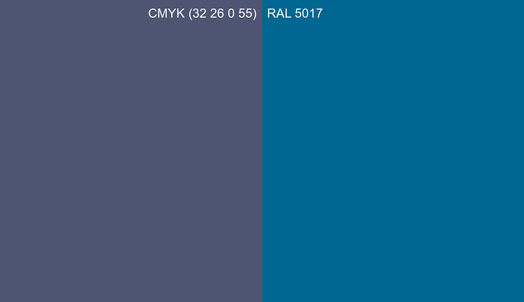 CMYK Color CMYK (32 26 0 55) vs RAL 5017 side by side comparison CMYK Color CMYK (32 26 0 55) vs RAL 5017 side by side comparison