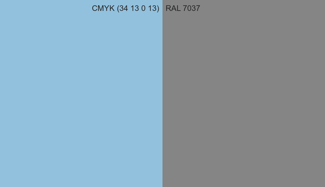 CMYK Color CMYK (34 13 0 13) vs RAL 7037 side by side comparison CMYK Color CMYK (34 13 0 13) vs RAL 7037 side by side comparison