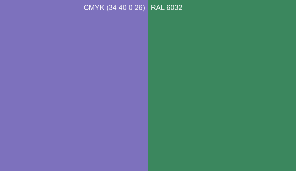 CMYK Color CMYK (34 40 0 26) vs RAL 6032 side by side comparison CMYK Color CMYK (34 40 0 26) vs RAL 6032 side by side comparison