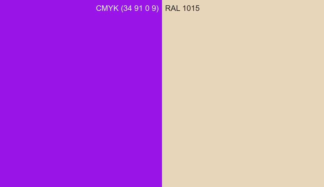 CMYK Color CMYK (34 91 0 9) vs RAL 1015 side by side comparison CMYK Color CMYK (34 91 0 9) vs RAL 1015 side by side comparison