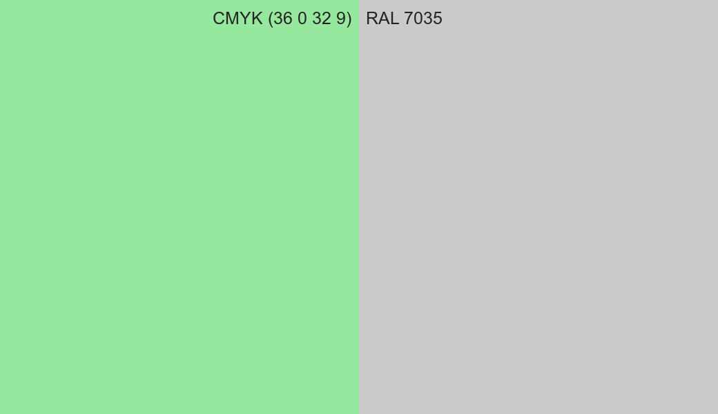 CMYK Color CMYK (36 0 32 9) vs RAL 7035 side by side comparison CMYK Color CMYK (36 0 32 9) vs RAL 7035 side by side comparison