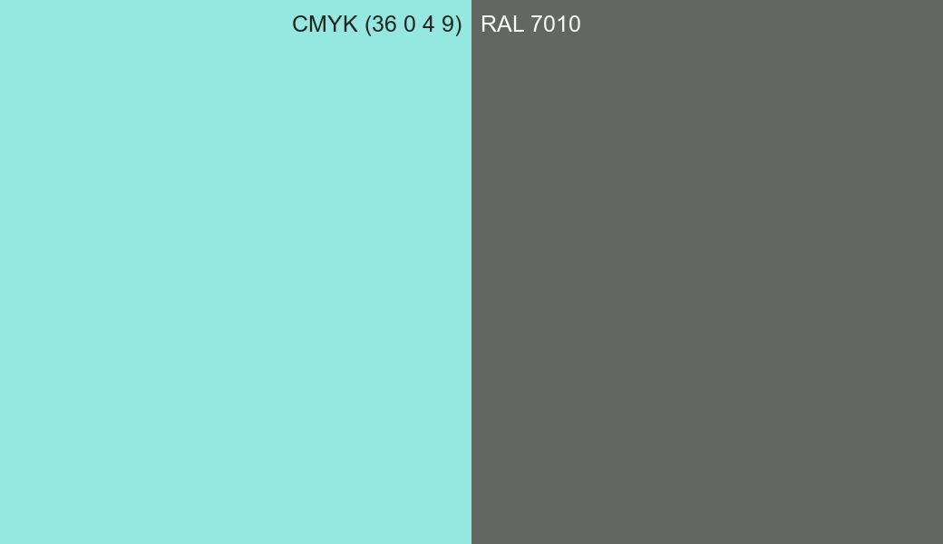 CMYK Color CMYK (36 0 4 9) vs RAL 7010 side by side comparison CMYK Color CMYK (36 0 4 9) vs RAL 7010 side by side comparison