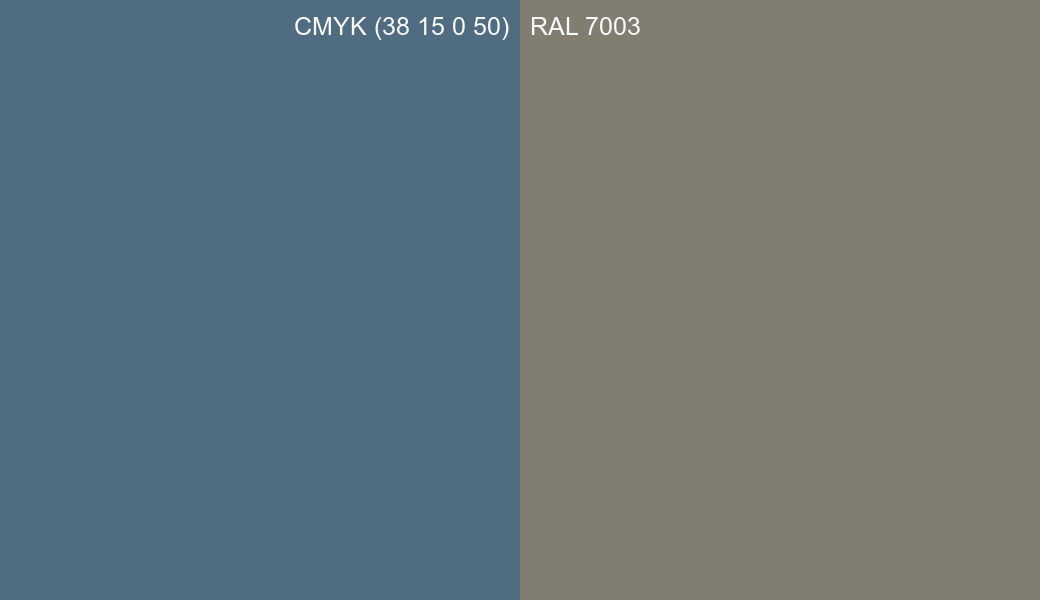 CMYK Color CMYK (38 15 0 50) vs RAL 7003 side by side comparison CMYK Color CMYK (38 15 0 50) vs RAL 7003 side by side comparison