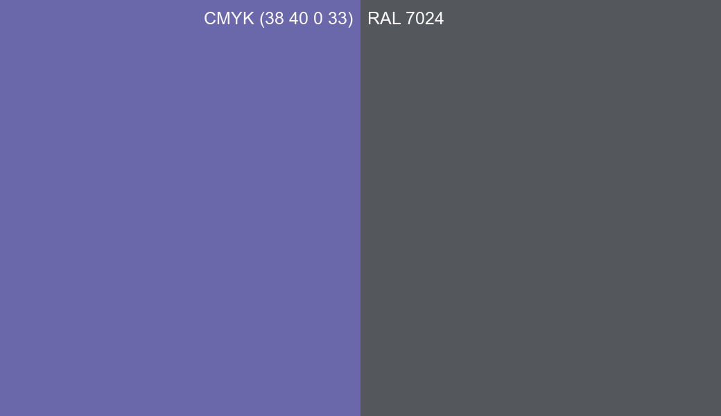 CMYK Color CMYK (38 40 0 33) vs RAL 7024 side by side comparison CMYK Color CMYK (38 40 0 33) vs RAL 7024 side by side comparison