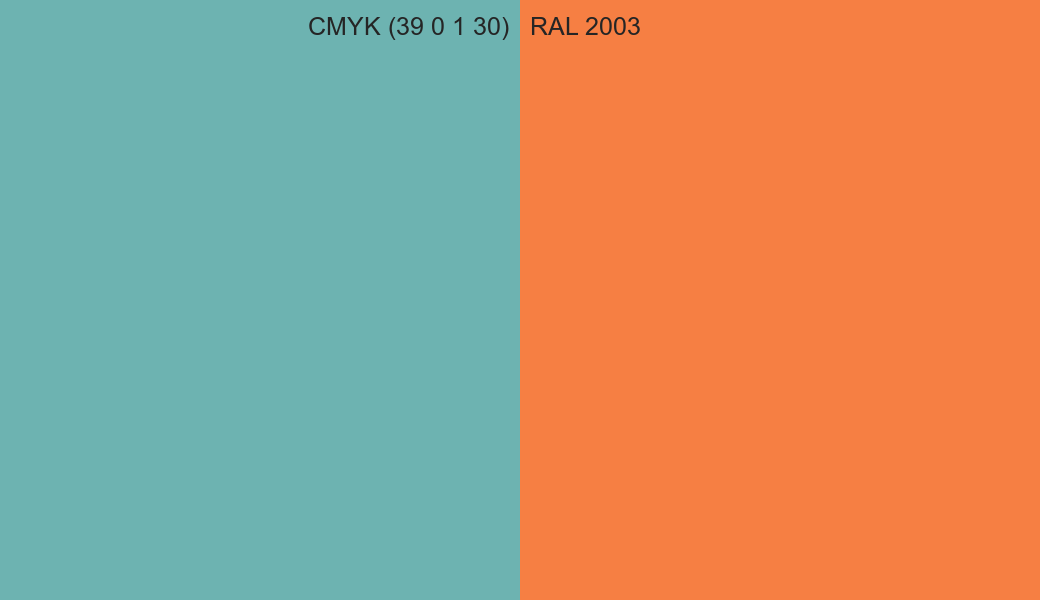 CMYK Color CMYK (39 0 1 30) vs RAL 2003 side by side comparison CMYK Color CMYK (39 0 1 30) vs RAL 2003 side by side comparison