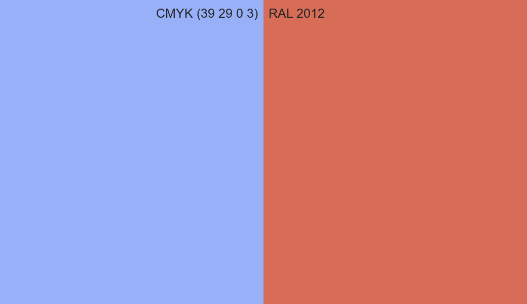 CMYK Color CMYK (39 29 0 3) vs RAL 2012 side by side comparison CMYK Color CMYK (39 29 0 3) vs RAL 2012 side by side comparison