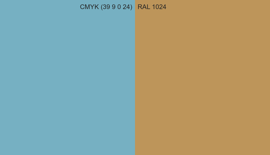 CMYK Color CMYK (39 9 0 24) vs RAL 1024 side by side comparison CMYK Color CMYK (39 9 0 24) vs RAL 1024 side by side comparison