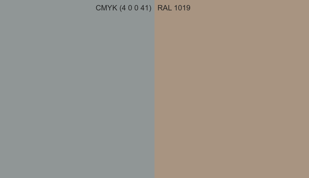 CMYK Color CMYK (4 0 0 41) vs RAL 1019 side by side comparison CMYK Color CMYK (4 0 0 41) vs RAL 1019 side by side comparison