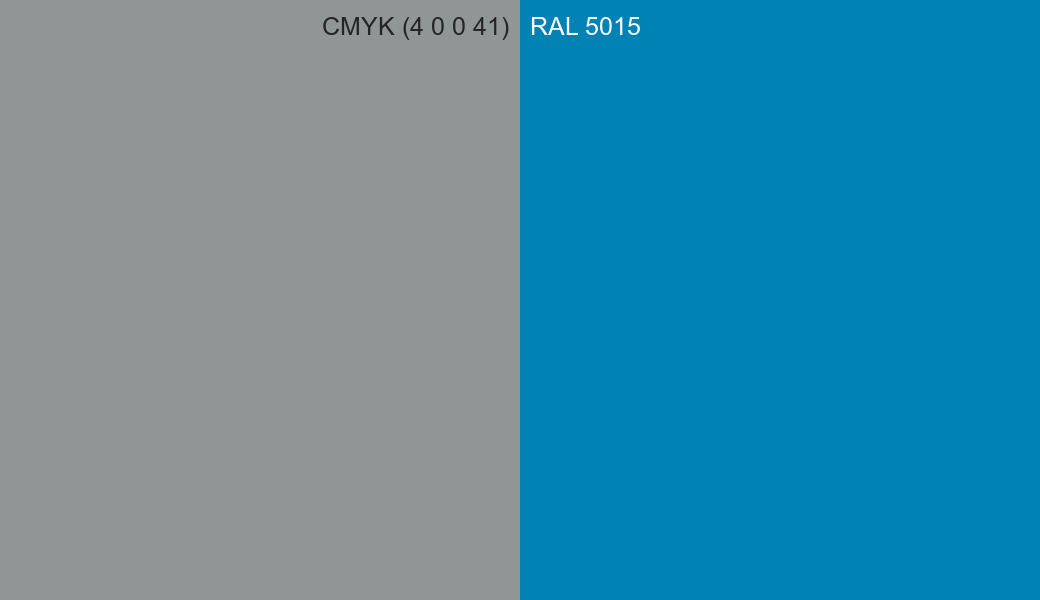 CMYK Color CMYK (4 0 0 41) vs RAL 5015 side by side comparison CMYK Color CMYK (4 0 0 41) vs RAL 5015 side by side comparison