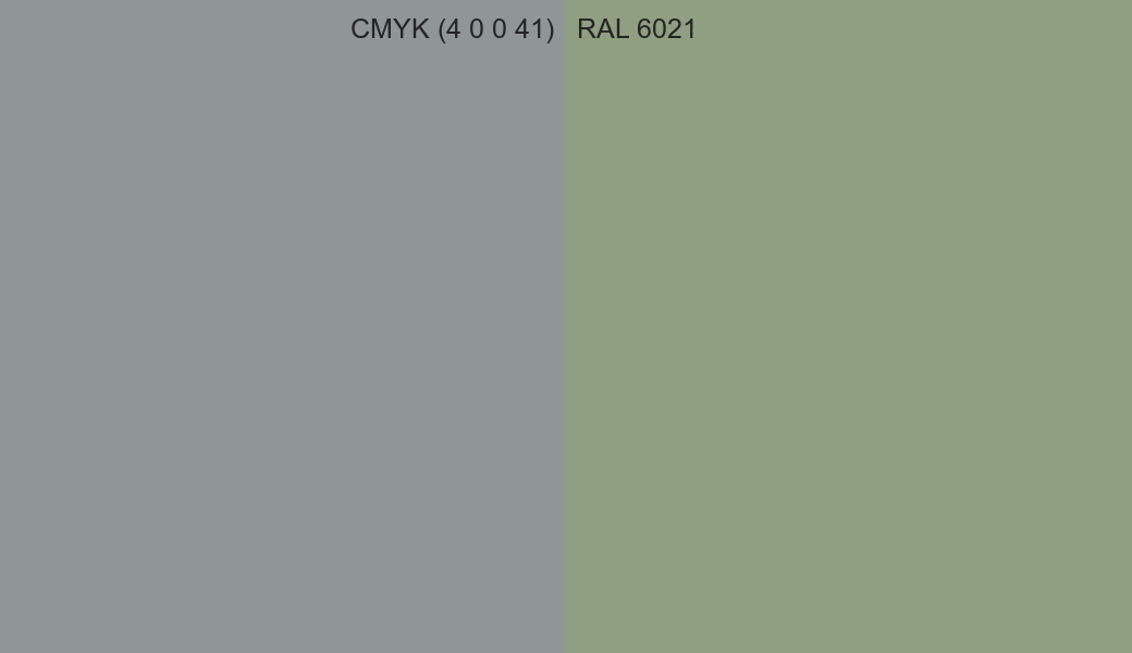 CMYK Color CMYK (4 0 0 41) vs RAL 6021 side by side comparison CMYK Color CMYK (4 0 0 41) vs RAL 6021 side by side comparison
