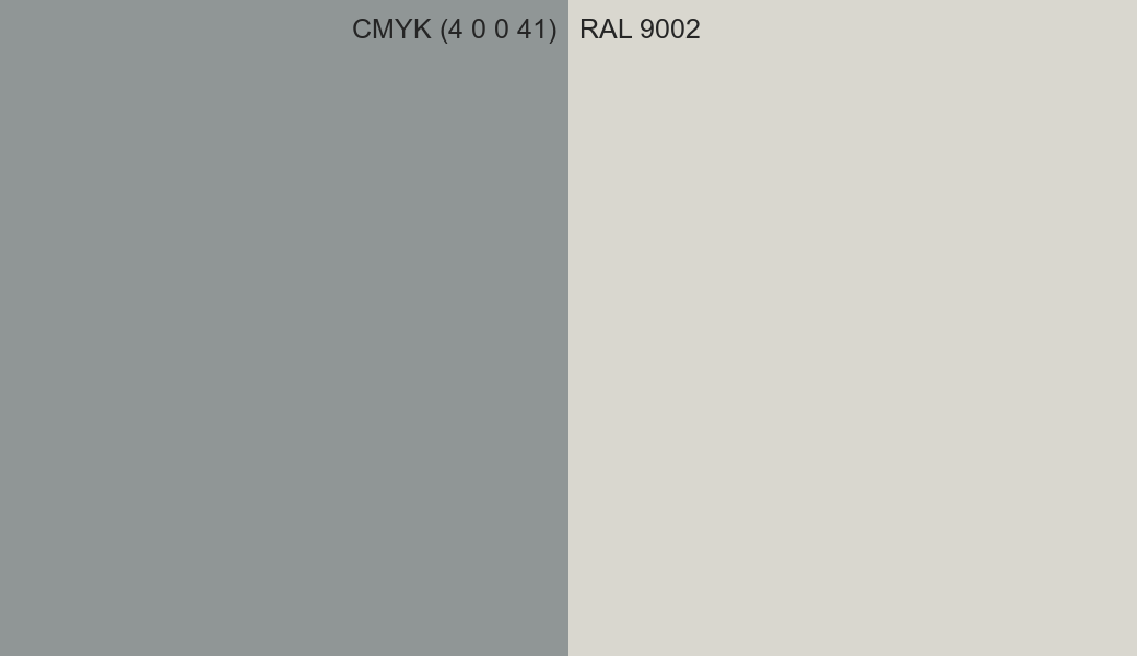 CMYK Color CMYK (4 0 0 41) vs RAL 9002 side by side comparison CMYK Color CMYK (4 0 0 41) vs RAL 9002 side by side comparison