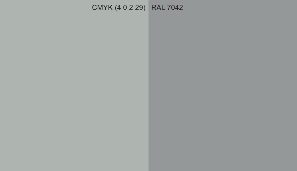 CMYK Color CMYK (4 0 2 29) vs RAL 7042 side by side comparison CMYK Color CMYK (4 0 2 29) vs RAL 7042 side by side comparison