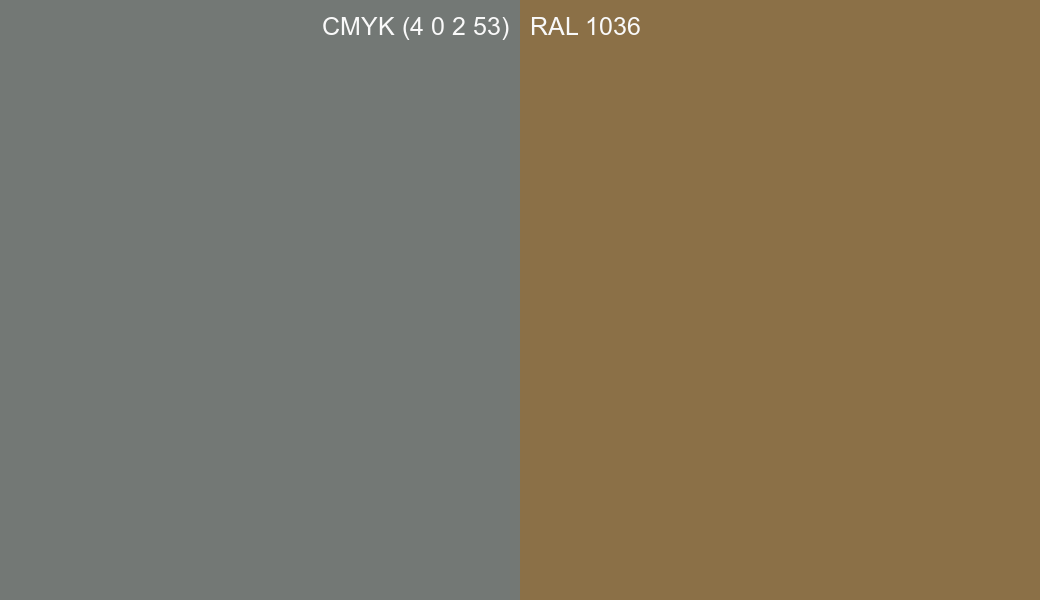 CMYK Color CMYK (4 0 2 53) vs RAL 1036 side by side comparison CMYK Color CMYK (4 0 2 53) vs RAL 1036 side by side comparison