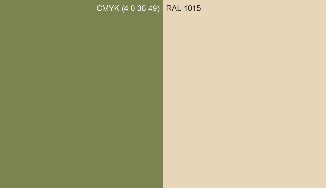 CMYK Color CMYK (4 0 38 49) vs RAL 1015 side by side comparison CMYK Color CMYK (4 0 38 49) vs RAL 1015 side by side comparison
