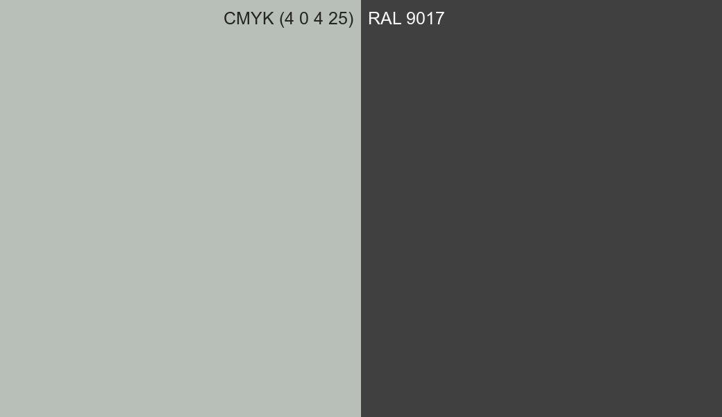 CMYK Color CMYK (4 0 4 25) vs RAL 9017 side by side comparison CMYK Color CMYK (4 0 4 25) vs RAL 9017 side by side comparison