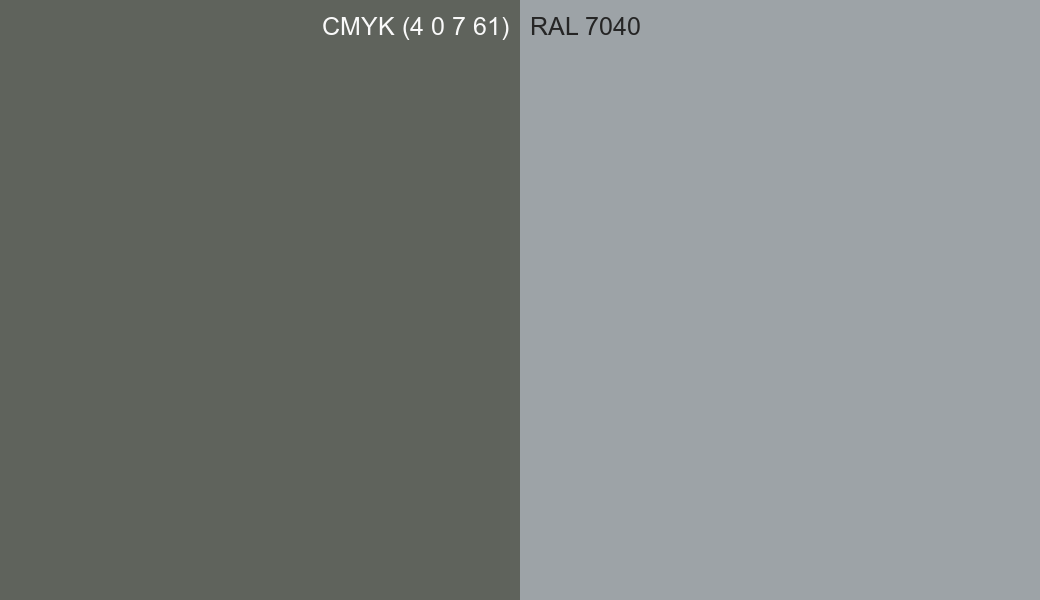 CMYK Color CMYK (4 0 7 61) vs RAL 7040 side by side comparison CMYK Color CMYK (4 0 7 61) vs RAL 7040 side by side comparison