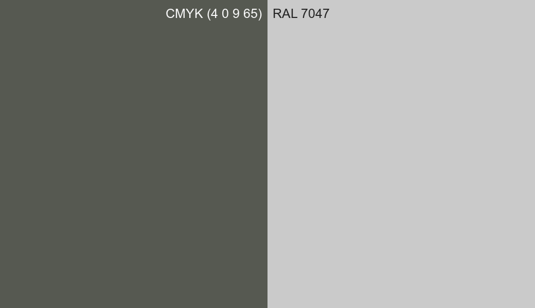 CMYK Color CMYK (4 0 9 65) vs RAL 7047 side by side comparison CMYK Color CMYK (4 0 9 65) vs RAL 7047 side by side comparison