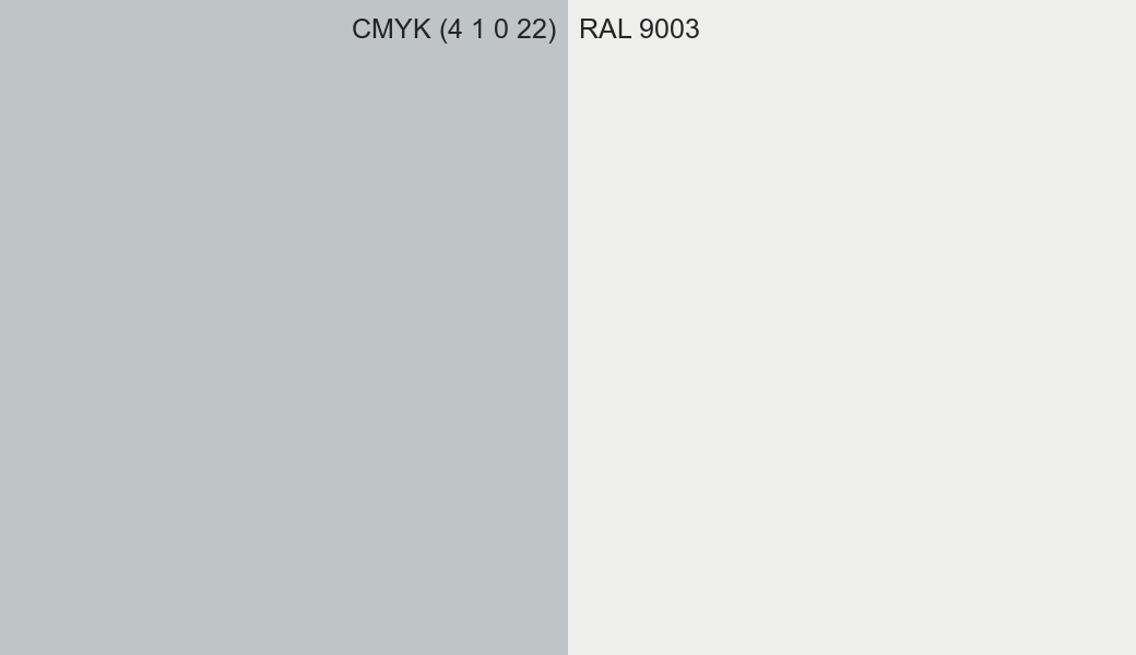 CMYK Color CMYK (4 1 0 22) vs RAL 9003 side by side comparison CMYK Color CMYK (4 1 0 22) vs RAL 9003 side by side comparison