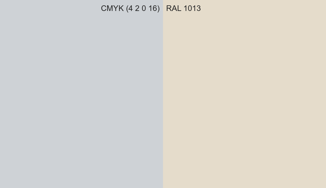 CMYK Color CMYK (4 2 0 16) vs RAL 1013 side by side comparison CMYK Color CMYK (4 2 0 16) vs RAL 1013 side by side comparison