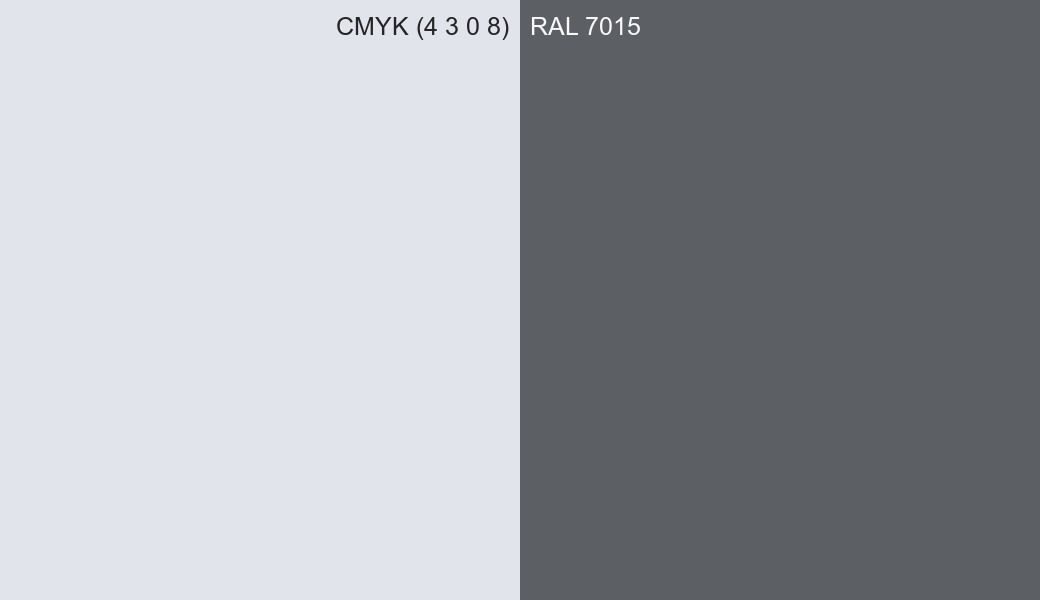 CMYK Color CMYK (4 3 0 8) vs RAL 7015 side by side comparison CMYK Color CMYK (4 3 0 8) vs RAL 7015 side by side comparison