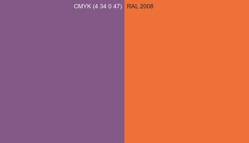 CMYK Color CMYK (4 34 0 47) vs RAL 2008 side by side comparison CMYK Color CMYK (4 34 0 47) vs RAL 2008 side by side comparison