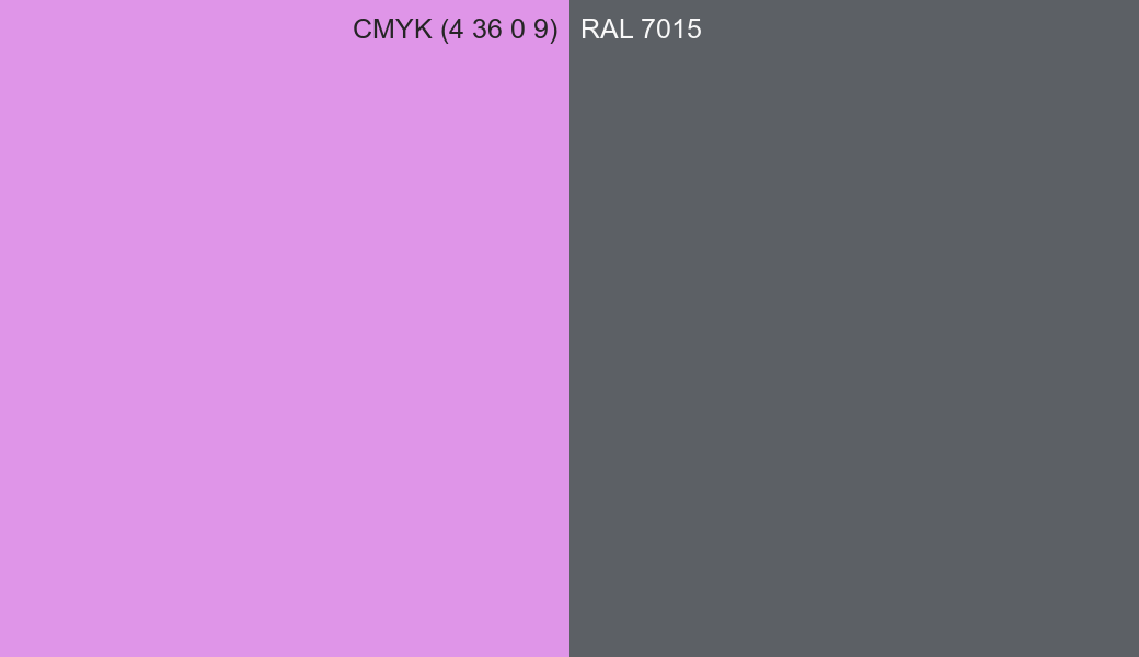 CMYK Color CMYK (4 36 0 9) vs RAL 7015 side by side comparison CMYK Color CMYK (4 36 0 9) vs RAL 7015 side by side comparison