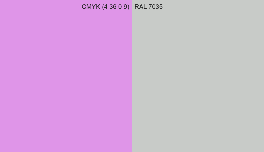 CMYK Color CMYK (4 36 0 9) vs RAL 7035 side by side comparison CMYK Color CMYK (4 36 0 9) vs RAL 7035 side by side comparison
