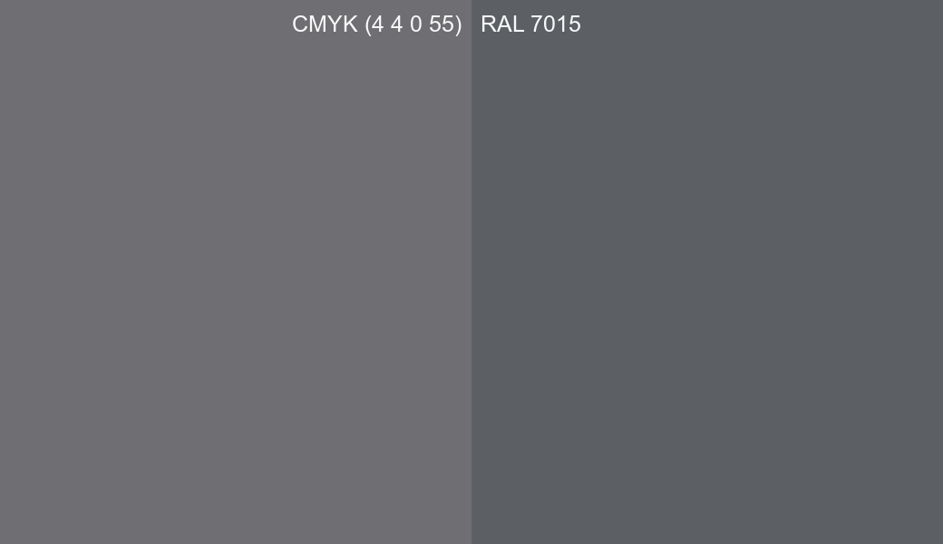 CMYK Color CMYK (4 4 0 55) vs RAL 7015 side by side comparison CMYK Color CMYK (4 4 0 55) vs RAL 7015 side by side comparison