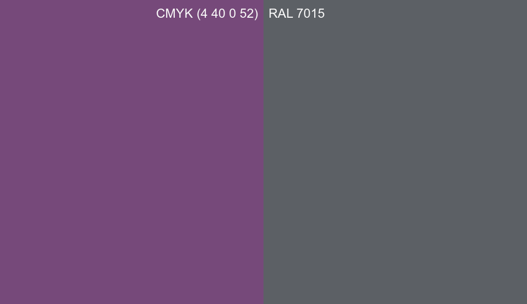 CMYK Color CMYK (4 40 0 52) vs RAL 7015 side by side comparison CMYK Color CMYK (4 40 0 52) vs RAL 7015 side by side comparison