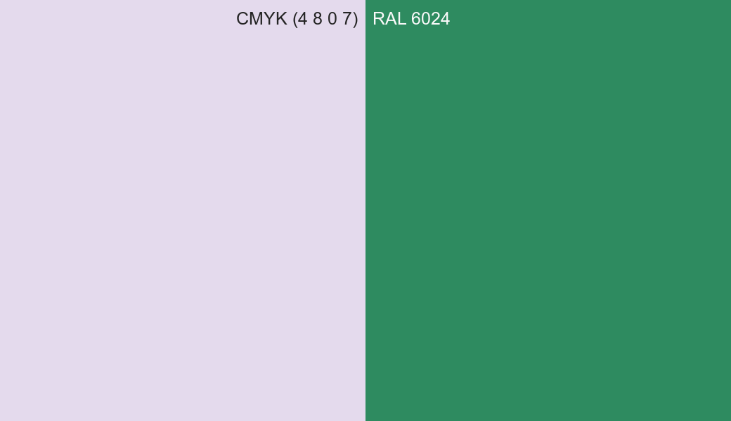 CMYK Color CMYK (4 8 0 7) vs RAL 6024 side by side comparison CMYK Color CMYK (4 8 0 7) vs RAL 6024 side by side comparison