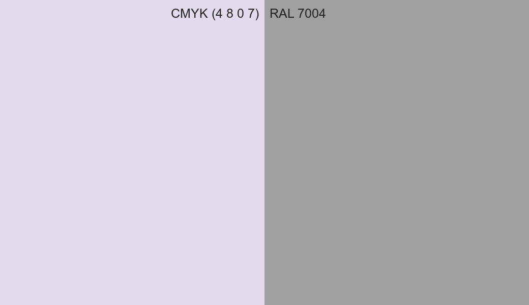 CMYK Color CMYK (4 8 0 7) vs RAL 7004 side by side comparison CMYK Color CMYK (4 8 0 7) vs RAL 7004 side by side comparison