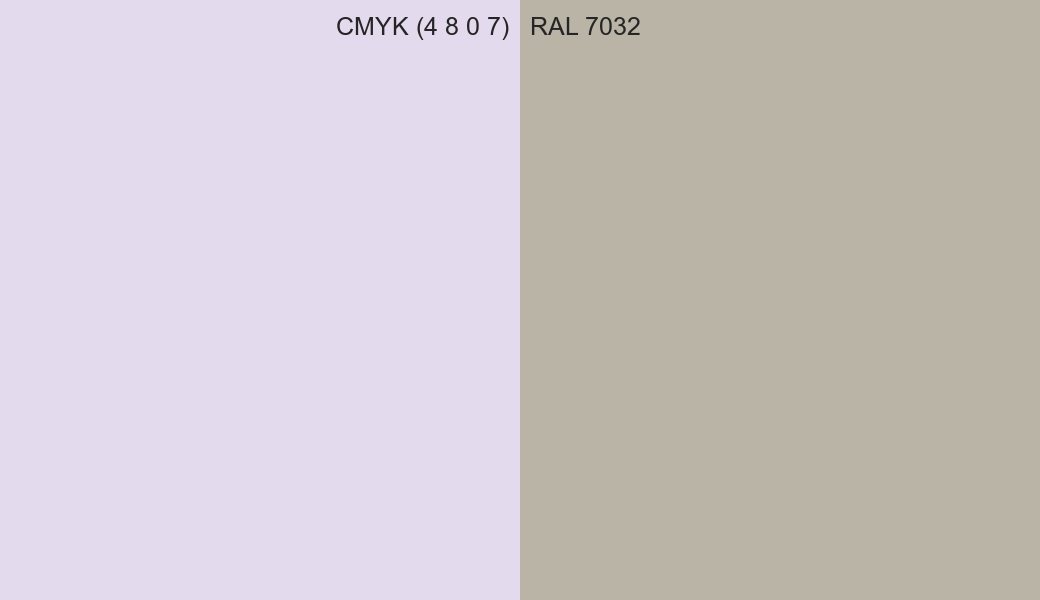CMYK Color CMYK (4 8 0 7) vs RAL 7032 side by side comparison CMYK Color CMYK (4 8 0 7) vs RAL 7032 side by side comparison