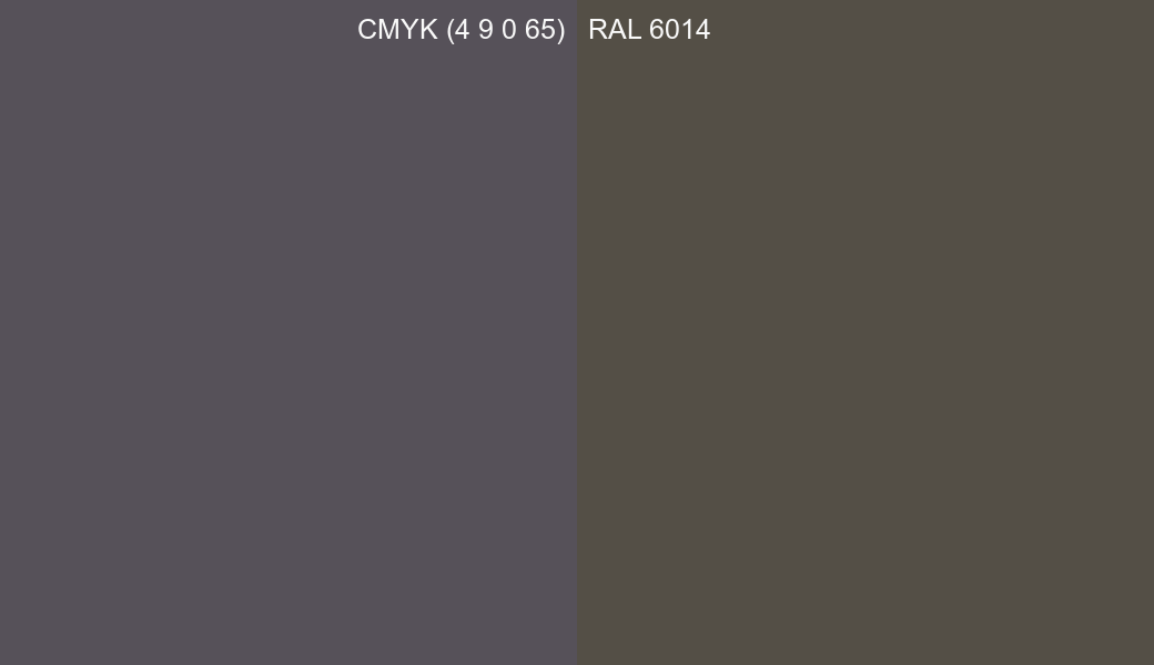 CMYK Color CMYK (4 9 0 65) vs RAL 6014 side by side comparison CMYK Color CMYK (4 9 0 65) vs RAL 6014 side by side comparison